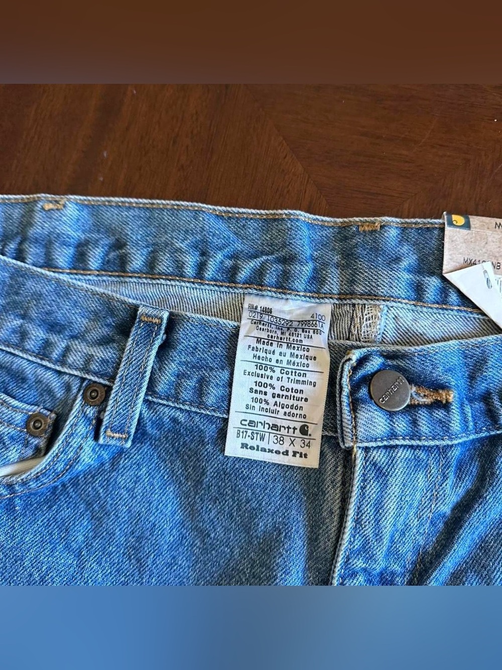 Carhartt B17-STW Relaxed Fit Jeans Men’s 38x34 Blue NWT - Picture 4 of 6